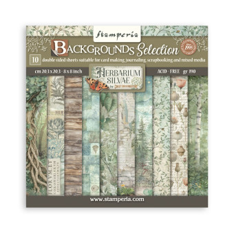 STAMPERIA HERBARIUM SILVAE BLOCK PAPER 20.3/20.3 CM - SBBS136