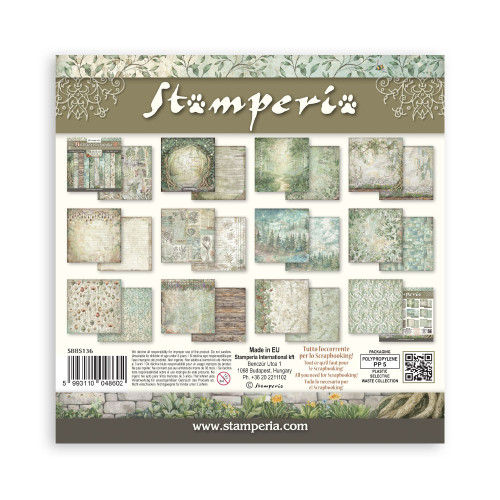 STAMPERIA HERBARIUM SILVAE BLOCK PAPER 20.3/20.3 CM - SBBS136