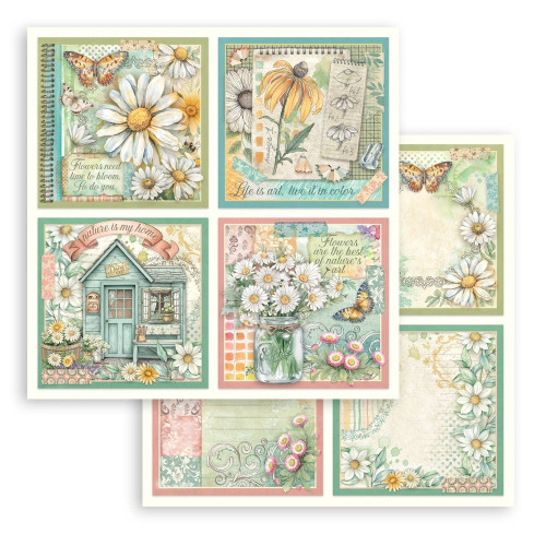 STAMPERIA DAISY ART BLOCK PAPER 20.3/20.3 CM - SBBS138