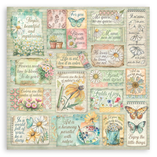STAMPERIA DAISY ART BLOCK PAPER 20.3/20.3 CM - SBBS138