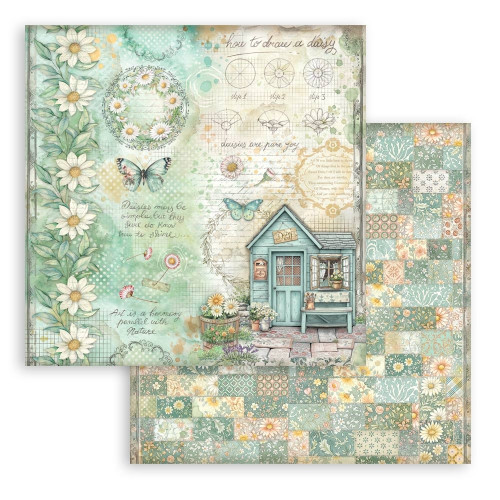 STAMPERIA DAISY ART BLOCK PAPER 20.3/20.3 CM - SBBS138