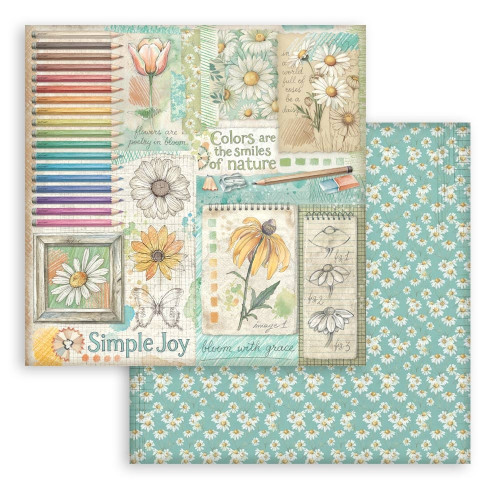 STAMPERIA DAISY ART BLOCK PAPER 20.3/20.3 CM - SBBS138
