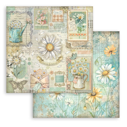 STAMPERIA DAISY ART BLOCK PAPER 20.3/20.3 CM - SBBS138
