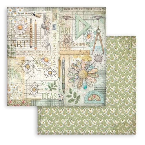 STAMPERIA DAISY ART BLOCK PAPER 20.3/20.3 CM - SBBS138