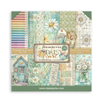 STAMPERIA DAISY ART BLOCK PAPER 20.3/20.3 CM - SBBS138