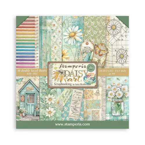 STAMPERIA DAISY ART BLOCK PAPER 20.3/20.3 CM - SBBS138