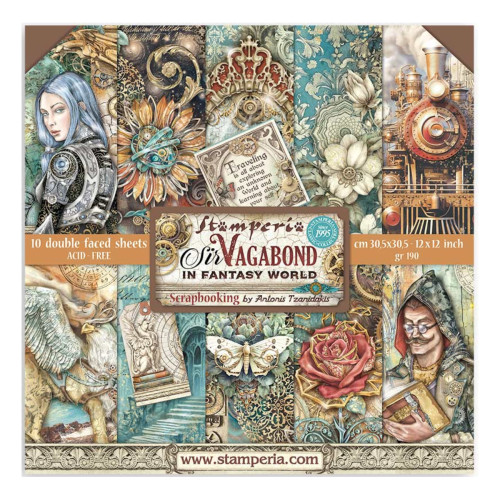 STAMPERIA SIR VAGABOND IN FANTASY WORLD DESIGNER BLOCK 30.5/30.5CM - SBBL148