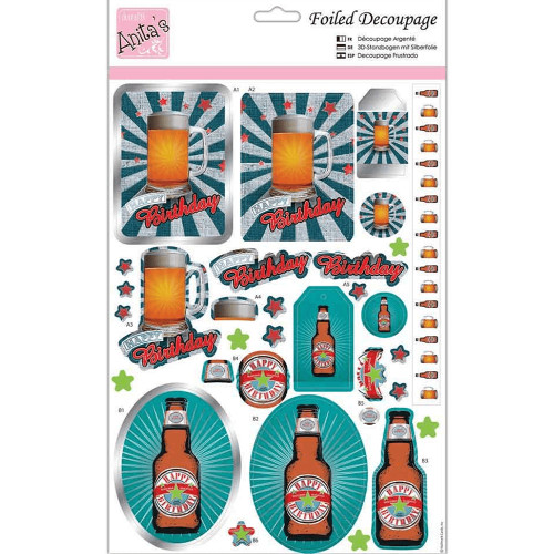 DOCRAFTS FOILED DECOUPAGE - BIRTHDAY BEER ANT 169783