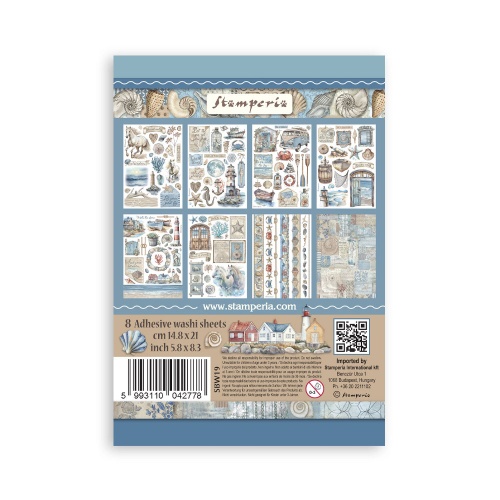 STAMPERIA SILENT SEA WASHI PAD 8 SHEETS A5 - SBW19