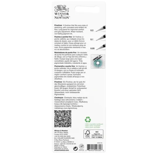 W&N FINE LINERS BLACK SET 3 PCS., 0.05, 0.1, 0.3
