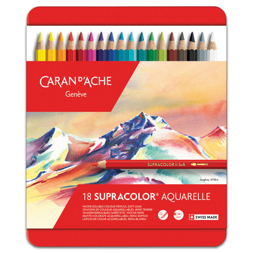 CARAN D'ACHE АКВАРЕЛНИ МОЛИВИ SUPRACOLOR КОМПЛЕКТ 18 ЦВ