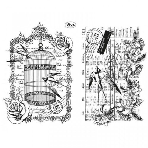 VIVA DECOR СИЛИКОНОВИ ПЕЧАТИ - BIRDCAGE & SWALLOWS