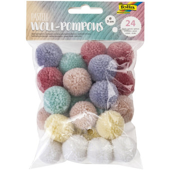 FOLIA ВЪЛНЕНИ ПОМПОНИ ЗА ДЕКОРАЦИЯ 24БР. АСОРТИ - PASTEL