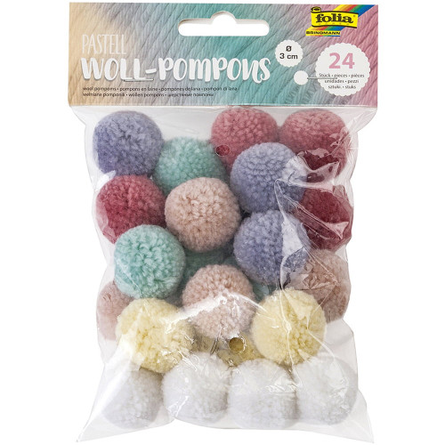 FOLIA ВЪЛНЕНИ ПОМПОНИ ЗА ДЕКОРАЦИЯ 24БР. АСОРТИ - PASTEL