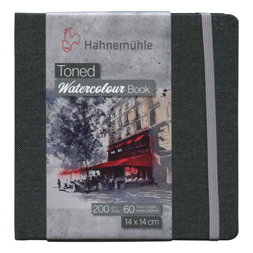 HAHNEMUHLE TONED WATERCOLOUR BOOK СИВ 200ГР, 14/14СМ, 60 СТР