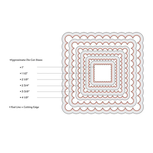 SIZZIX FRAMELITS ЩАНЦИ ЗА ИЗРЯЗВАНЕ - SQUARES, SCALLOP