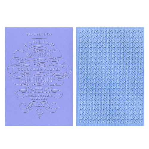 SIZZIX FOLDERS FOR RELIEF - ENGLISH BOTANICAL & HOUNDSTOOTH SET