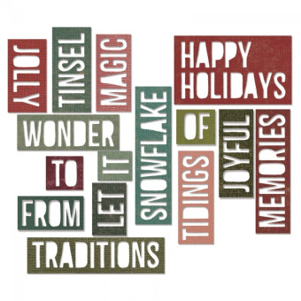 SIZZIX THINLITS DIES FOR CUTTING - HOLIDAY WORDS 2: BLOCK