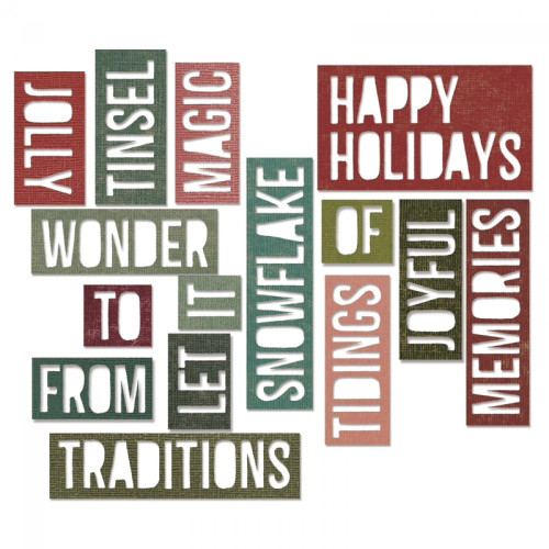 SIZZIX THINLITS ЩАНЦИ ЗА ИЗРЯЗВАНЕ - HOLIDAY WORDS 2: BLOCK