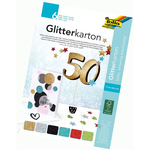 FOLIA БЛОКЧЕ GLITTER - BASIC 17,4/24,5СМ, 6Л.