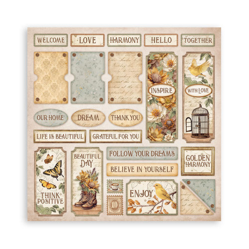 STAMPERIA GOLDEN HARMONY BLOCK 30.5/30.5 CM - SBBXLB17