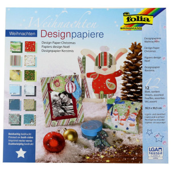 FOLIA ХАРТИЯ ЗА ДИЗАЙН КОЛЕДНА 30,5/30,5 СМ 12 Л АСОРТИ