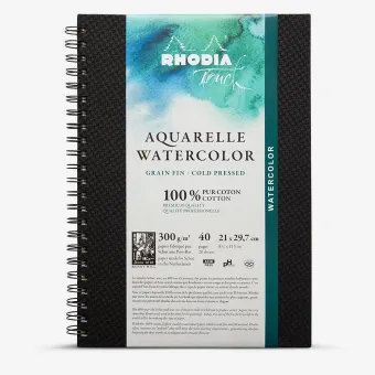 RHODIA TOUCH СКИЦНИК WATERCOLOR GRAIN FIN 21/29,7, 300ГР,20Л
