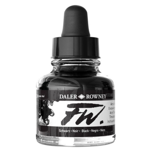 DALER ROWNEY ACRYLIC INK FW 29.5 ML - BLACK 160029028