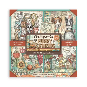 STAMPERIA FURRY FRIENDS BLOCK 20.3/20.3 CM - SBBSXB18