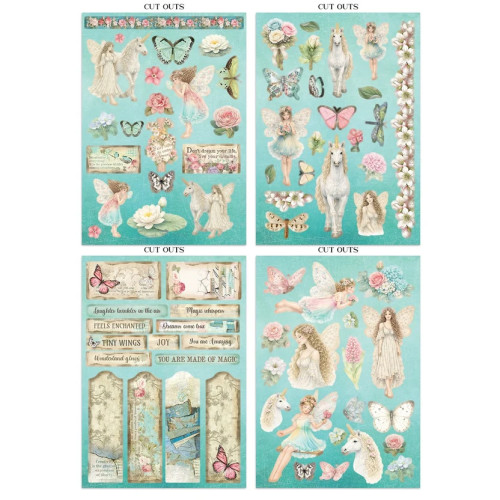 STAMPERIA WONDERLAND JUNK JOURNAL 8 КАРТИЧКИ 4 СТИКЕРА И 4 ИЗРЕЗКИ - SBJK21
