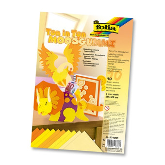 FOLIA 3D FOAM PAPER 20/29 CM 2 MM 10 SHEETS - YELLOW MIX