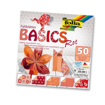 FOLIA ORIGAMI PAPER RED 20/20 CM 80 G 50 SHEETS