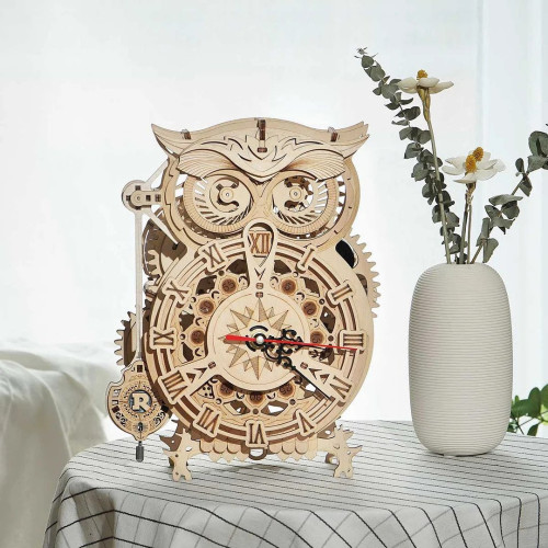 ROBOTIME 3D ДЪРВЕН ПЪЗЕЛ OWL CLOCK 161 ЧАСТИ LK503
