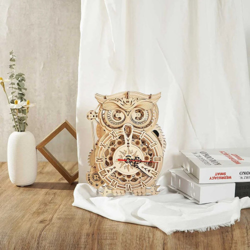 ROBOTIME 3D ДЪРВЕН ПЪЗЕЛ OWL CLOCK 161 ЧАСТИ LK503