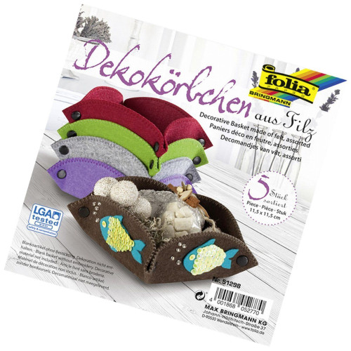 FOLIA DECORATIVE FELT BASKET ASSORTED 11.5/11.5 CM. 5 PCS.