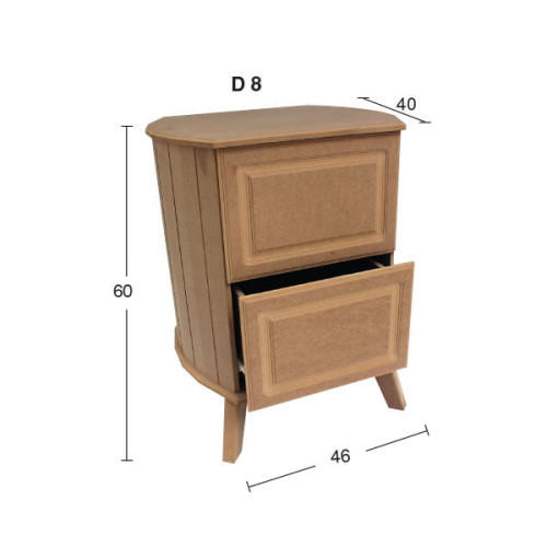 NEWART MDF CABINET WITH TWO DRAWERS 46/40/60CM - D 07