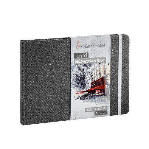 HAHNEMUHLE TONED WATERCOLOUR BOOK GRAY 200G, A5, 60 PAGES.